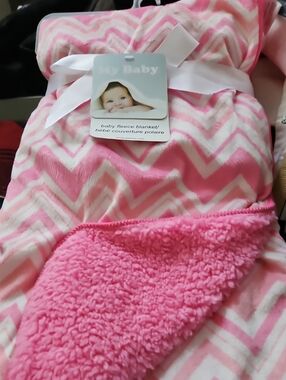My Baby Fleece Chevron Girl Pink Baby Blanket